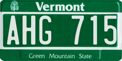 VT license plate AHG715