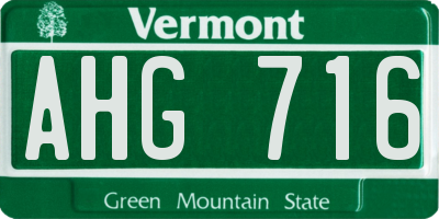 VT license plate AHG716