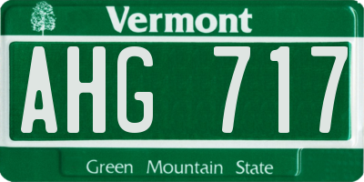 VT license plate AHG717