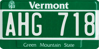VT license plate AHG718