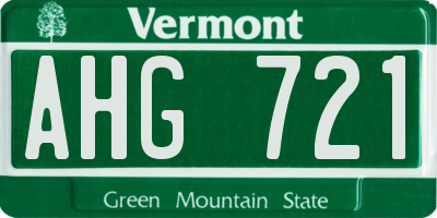VT license plate AHG721