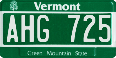 VT license plate AHG725