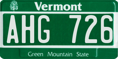 VT license plate AHG726