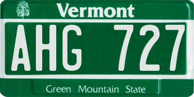 VT license plate AHG727