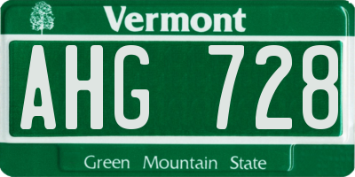VT license plate AHG728