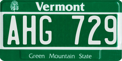 VT license plate AHG729