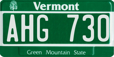VT license plate AHG730