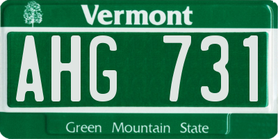 VT license plate AHG731