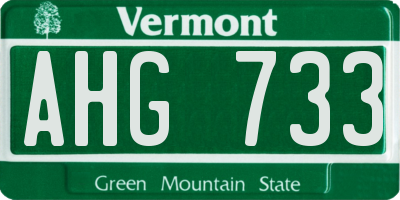 VT license plate AHG733
