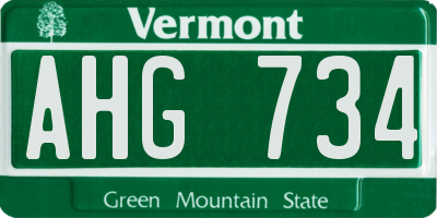 VT license plate AHG734