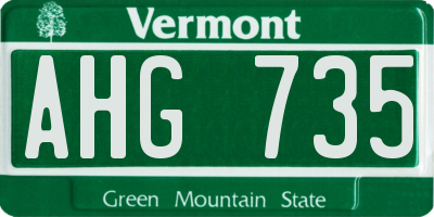 VT license plate AHG735