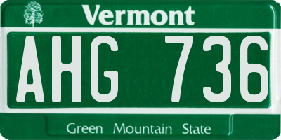 VT license plate AHG736
