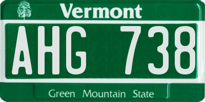 VT license plate AHG738