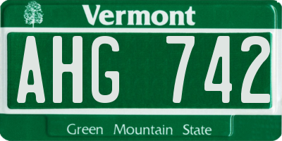 VT license plate AHG742