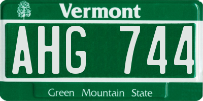VT license plate AHG744