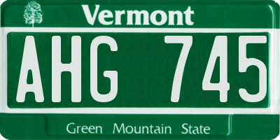 VT license plate AHG745