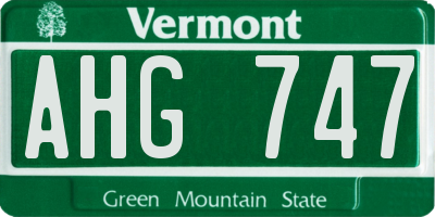 VT license plate AHG747