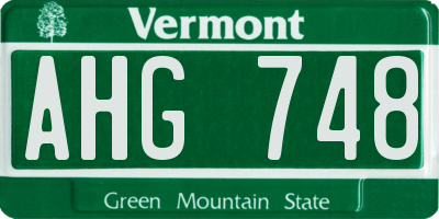 VT license plate AHG748