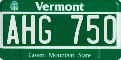 VT license plate AHG750