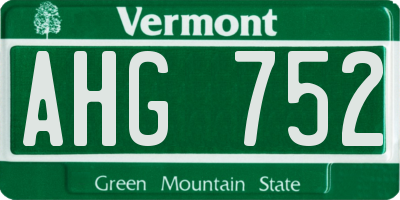 VT license plate AHG752