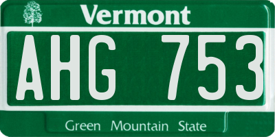 VT license plate AHG753