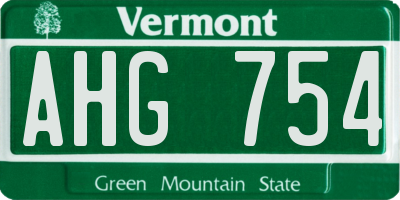 VT license plate AHG754