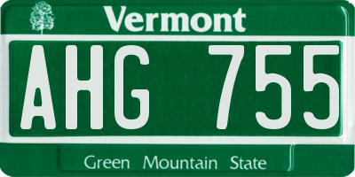 VT license plate AHG755
