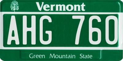 VT license plate AHG760