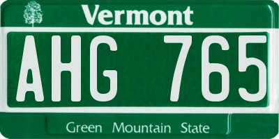 VT license plate AHG765