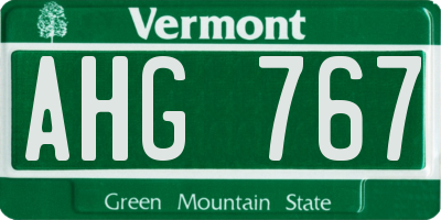 VT license plate AHG767
