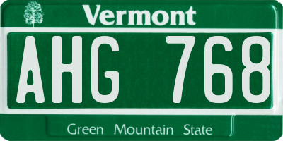 VT license plate AHG768