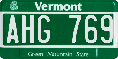 VT license plate AHG769