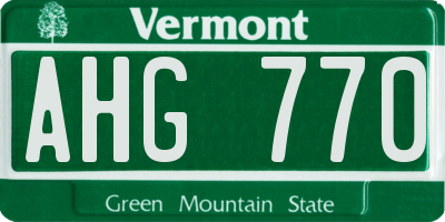 VT license plate AHG770