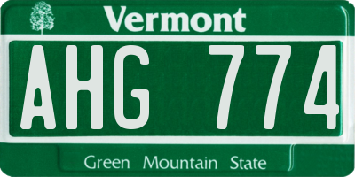 VT license plate AHG774