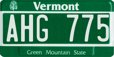 VT license plate AHG775