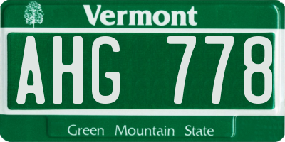 VT license plate AHG778