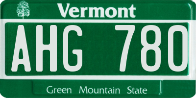 VT license plate AHG780