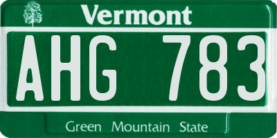 VT license plate AHG783