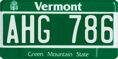 VT license plate AHG786