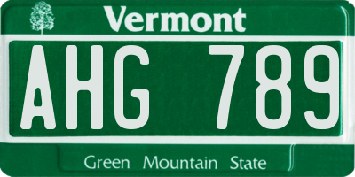 VT license plate AHG789