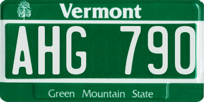 VT license plate AHG790