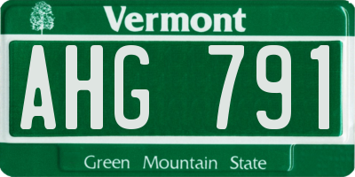 VT license plate AHG791