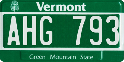 VT license plate AHG793