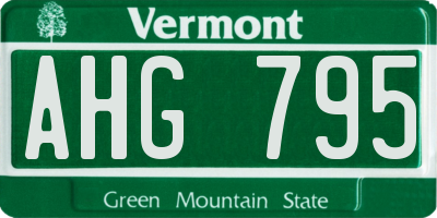 VT license plate AHG795