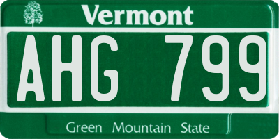 VT license plate AHG799