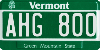 VT license plate AHG800