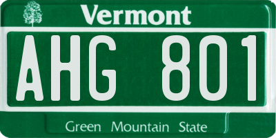 VT license plate AHG801