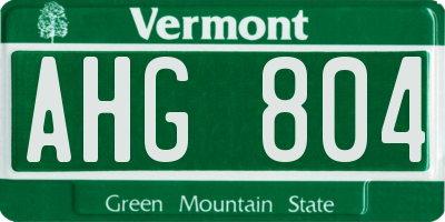 VT license plate AHG804