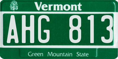 VT license plate AHG813