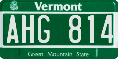 VT license plate AHG814